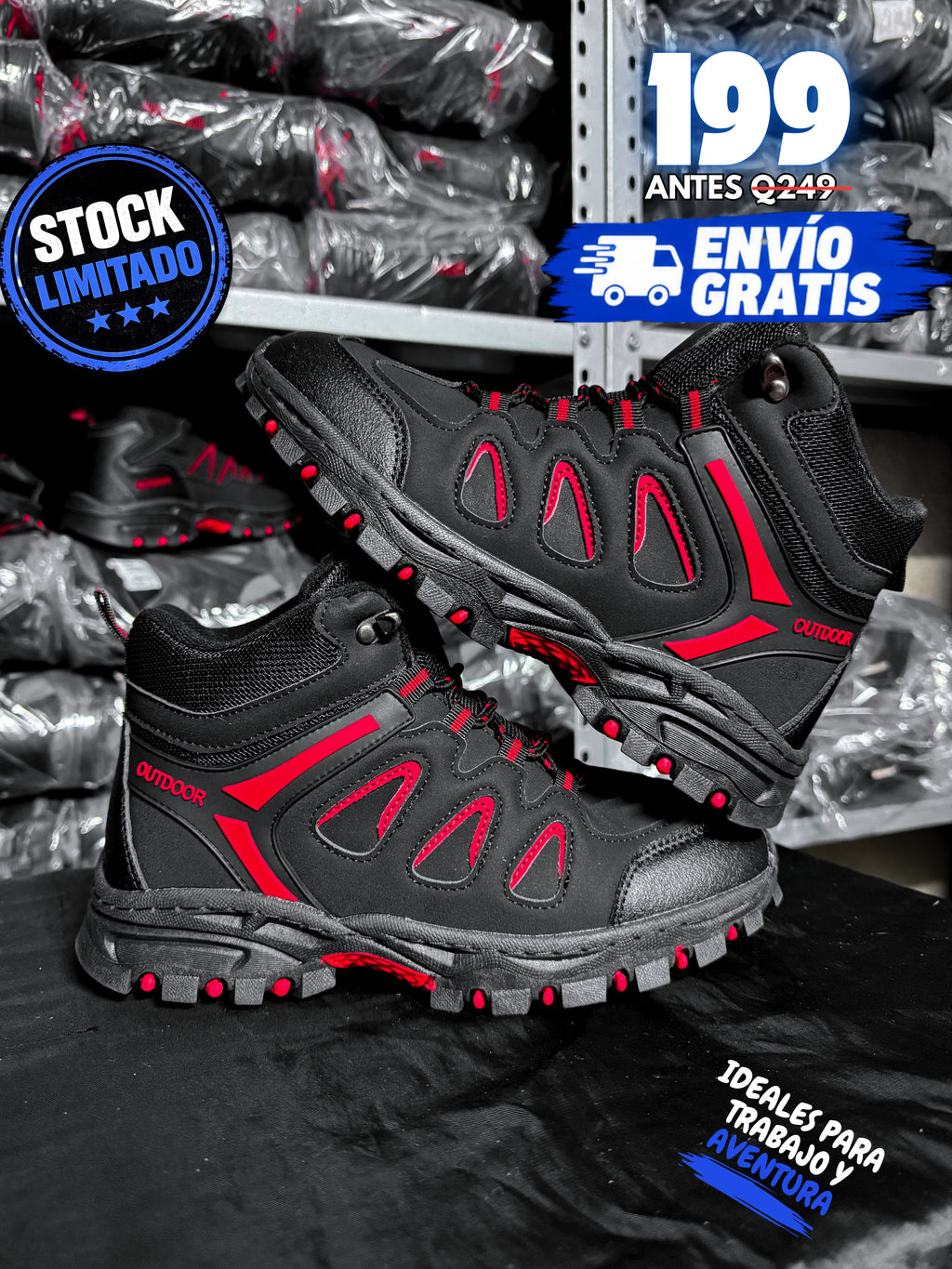 Bota Outdoor Antideslizante negro